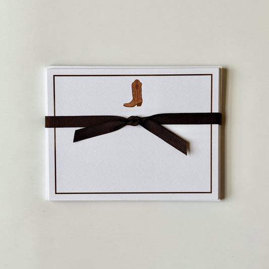 Cowboy Boot, Brown - Flat Note Cards