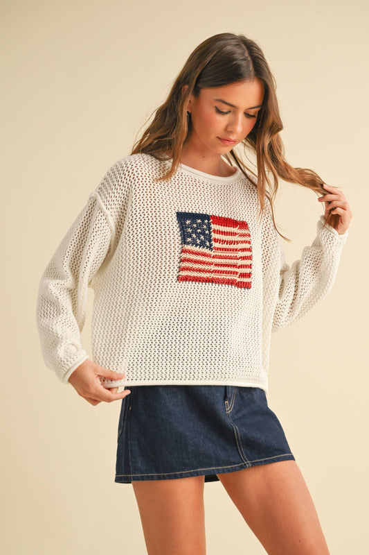 Vintage Americana Open Knit Sweater