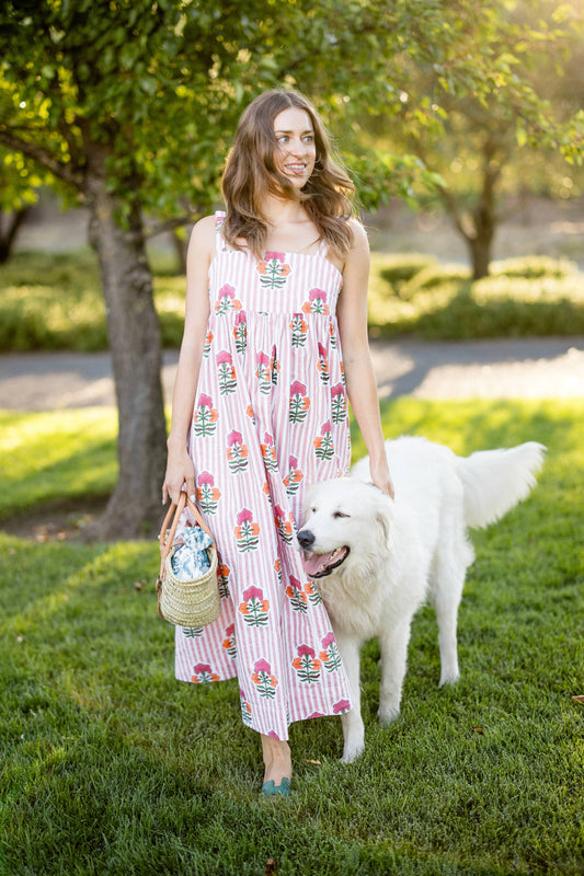 Annika Pink Block Print Dress