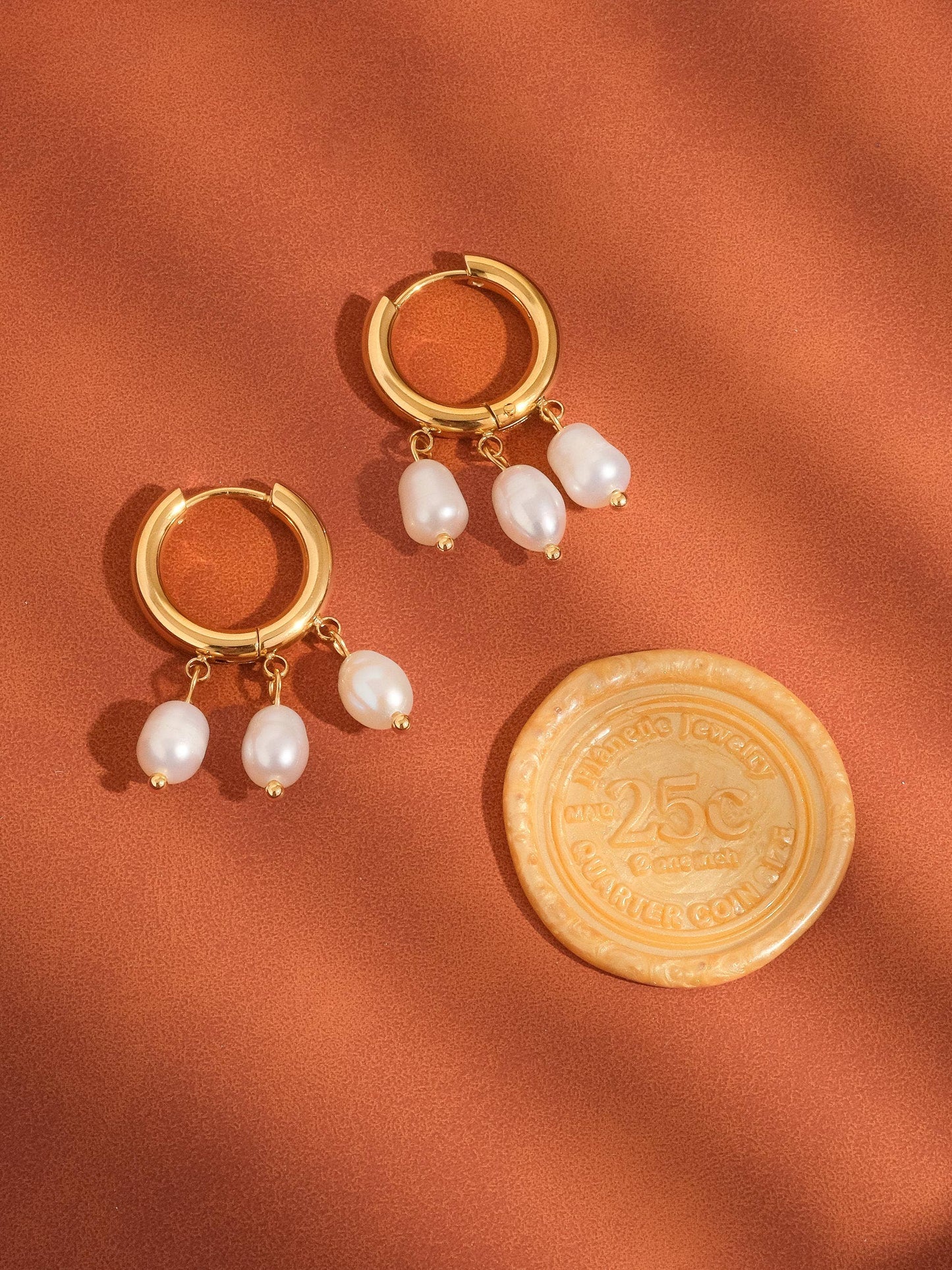 Rockport Triple Freshwater Pearl Hoops