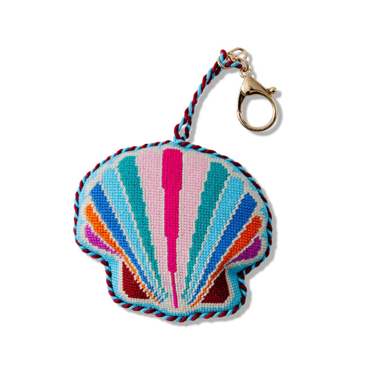Seashell Needlepoint Bag Charm