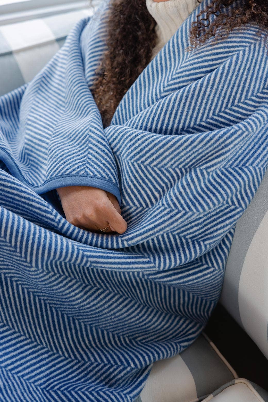 Harborview Herringbone Cornflower ChappyWrap Blanket