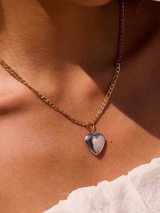 Mixed Metals Heart Locket Necklace