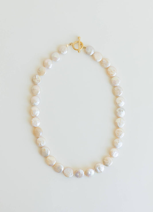 Light peach coin pearl necklace