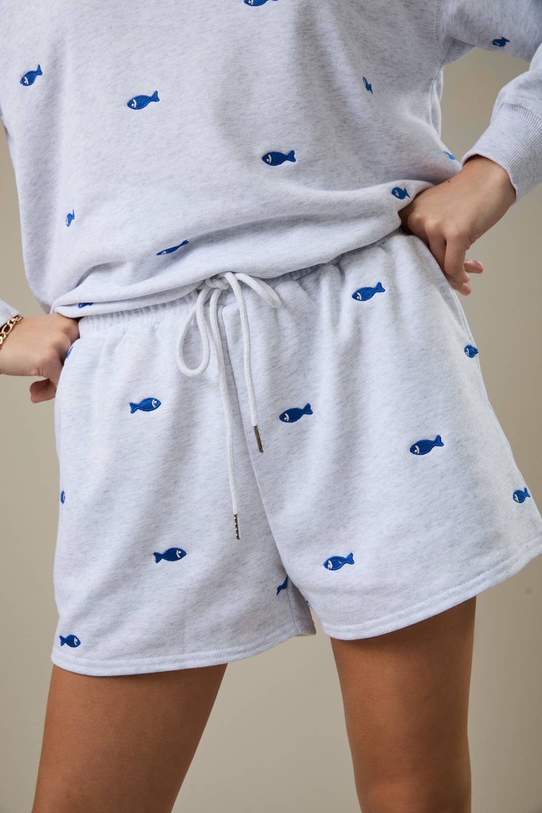 Fish Embroidered Shorts