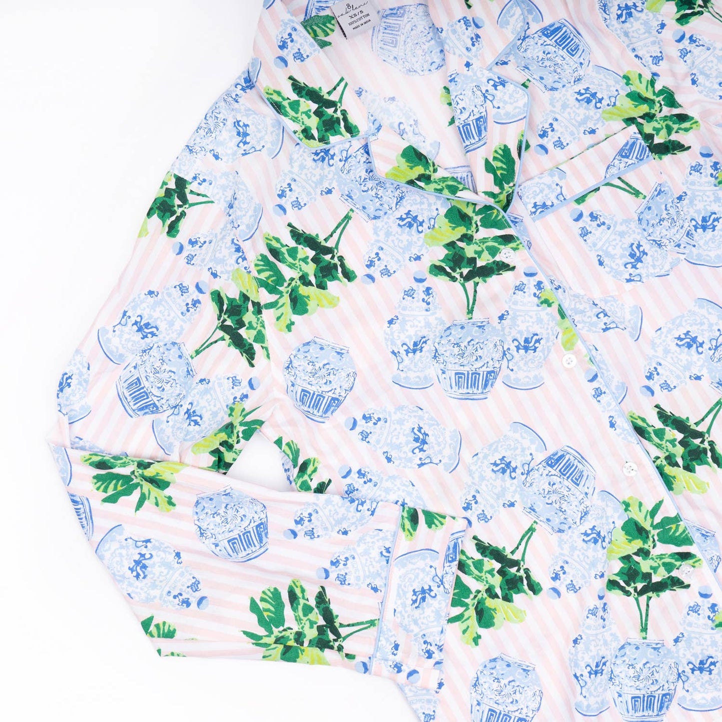 Ginger Fig Stripe PJ Set with Shorts & Long Sleeve Top