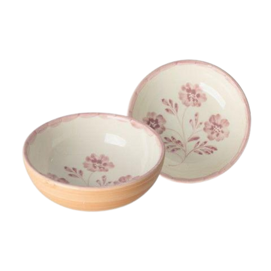 Hand Painted Pink Flower Ceramic Bowl