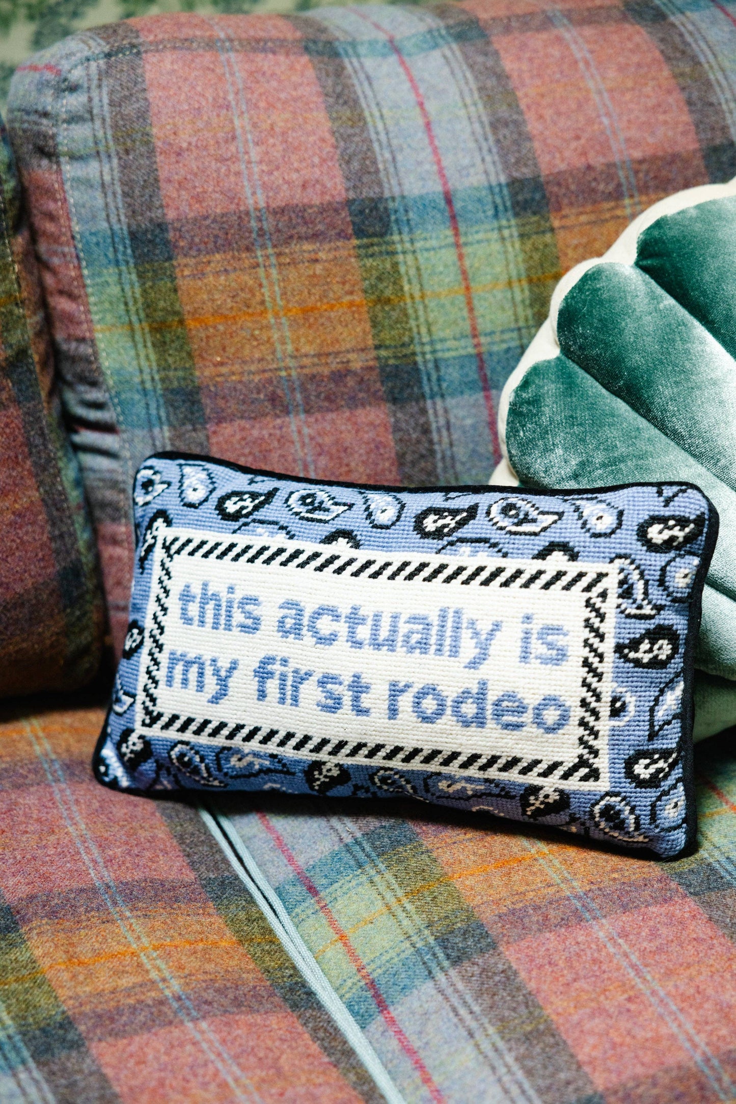 Furbish Studio This Actually Is My First Rodeo Needlepoint Pillow
