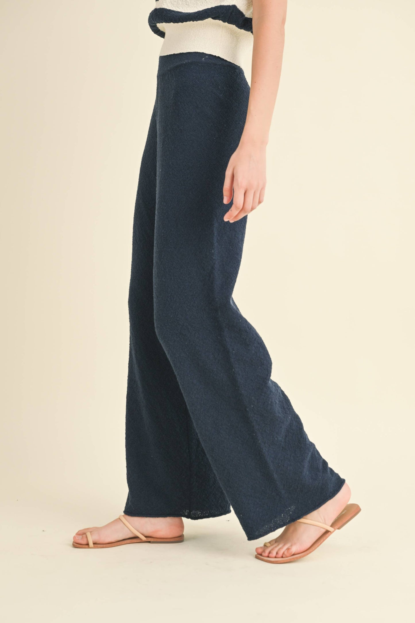 Navy Straight Leg Knit Pants