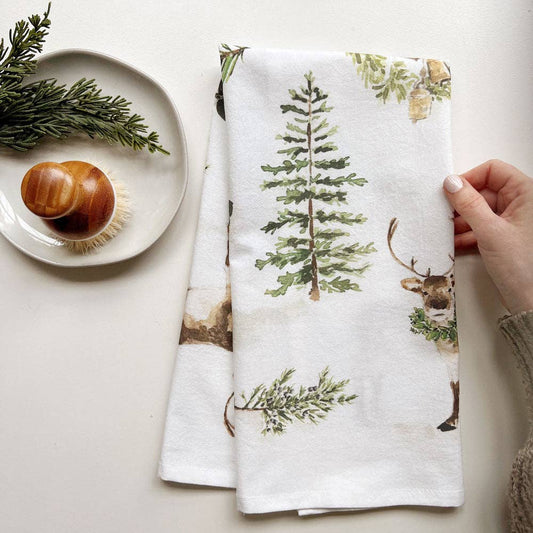Emily Lex Studio Evergreen Christmas tea towel