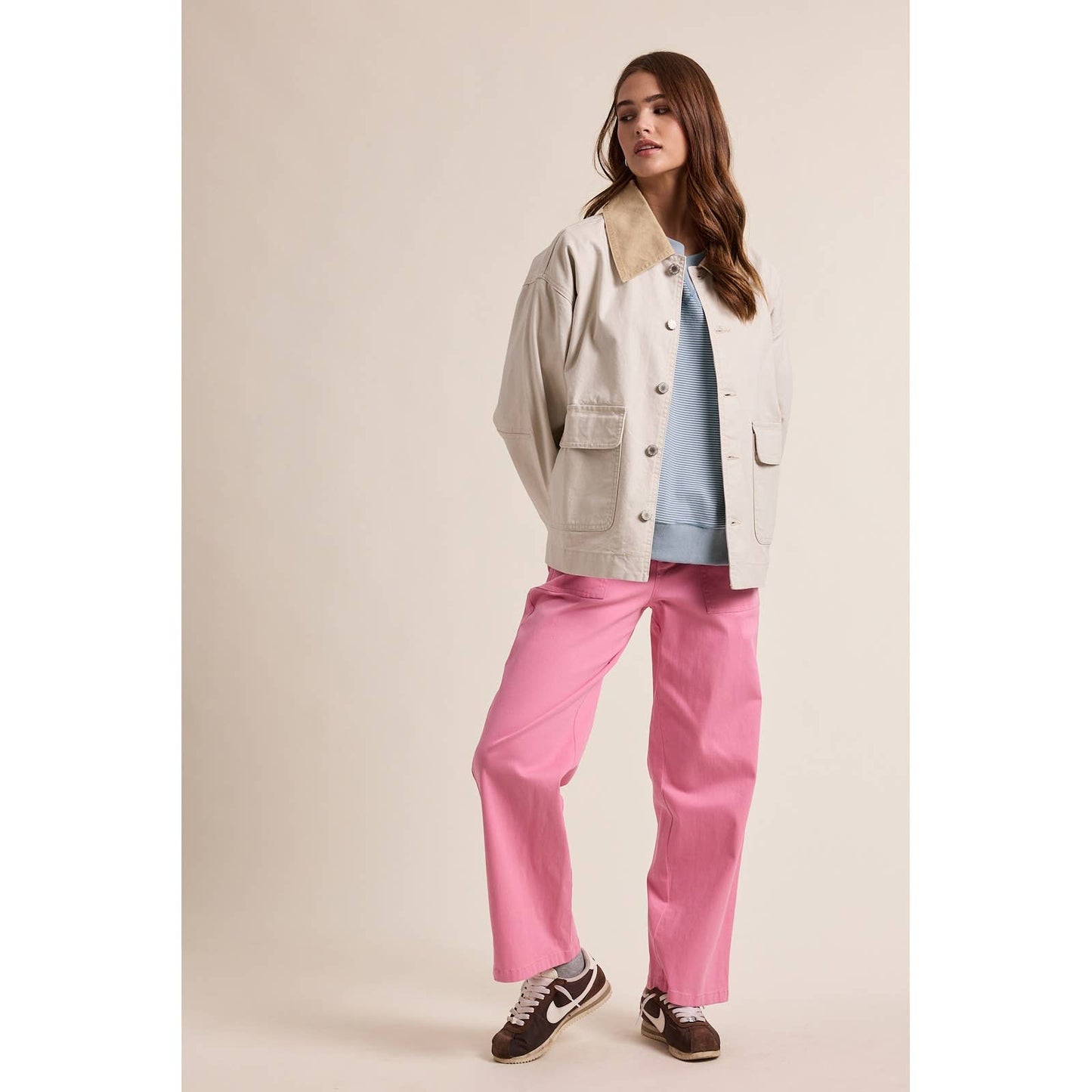 Take It On The Go Ecru Contrast Barn Jacket