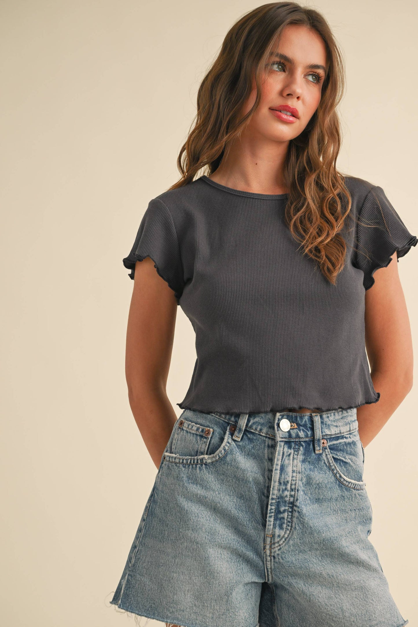 Frilly Mini Grey Waffle Tee