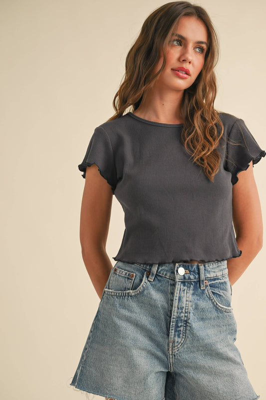 Frilly Mini Grey Waffle Tee