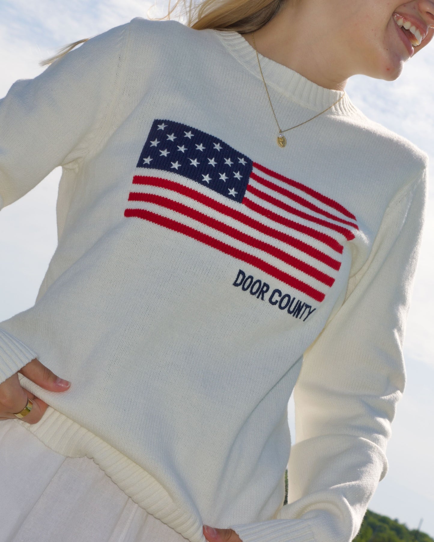 Door County American Flag Sweater