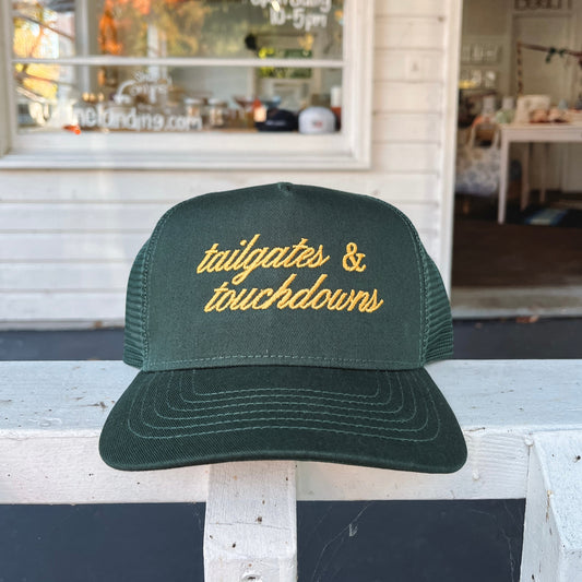 Tailgates & Touchdowns Dark Green Vintage Trucker