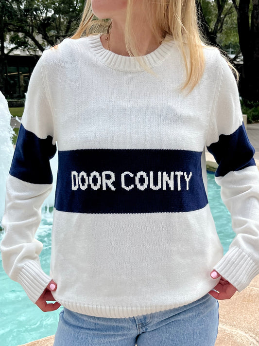 Door County Block Ivory Crewneck Sweater