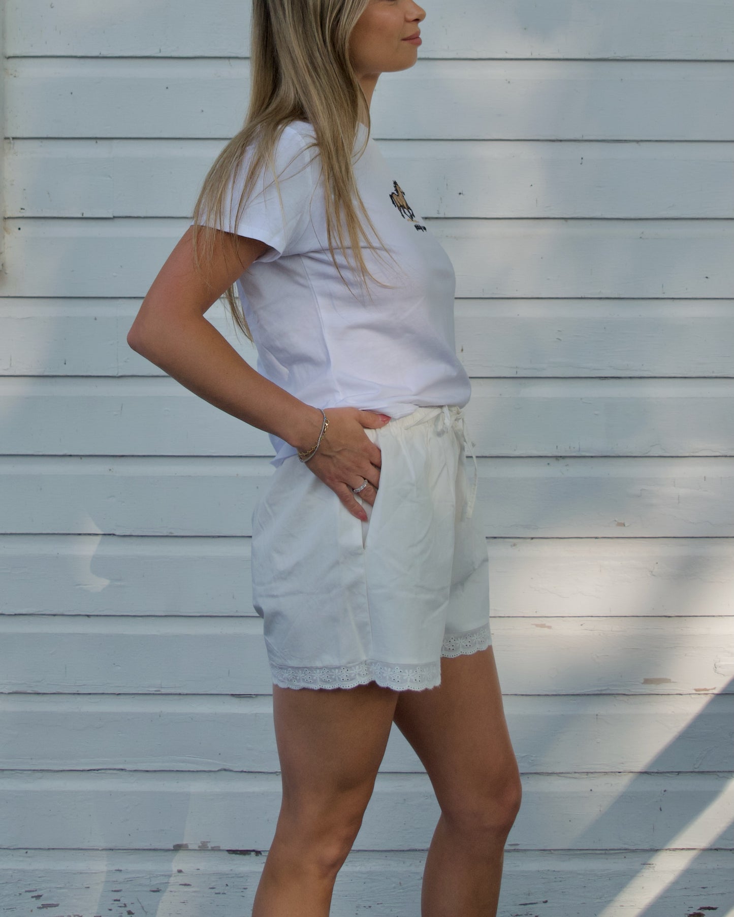 Lace Trim Poplin Shorts