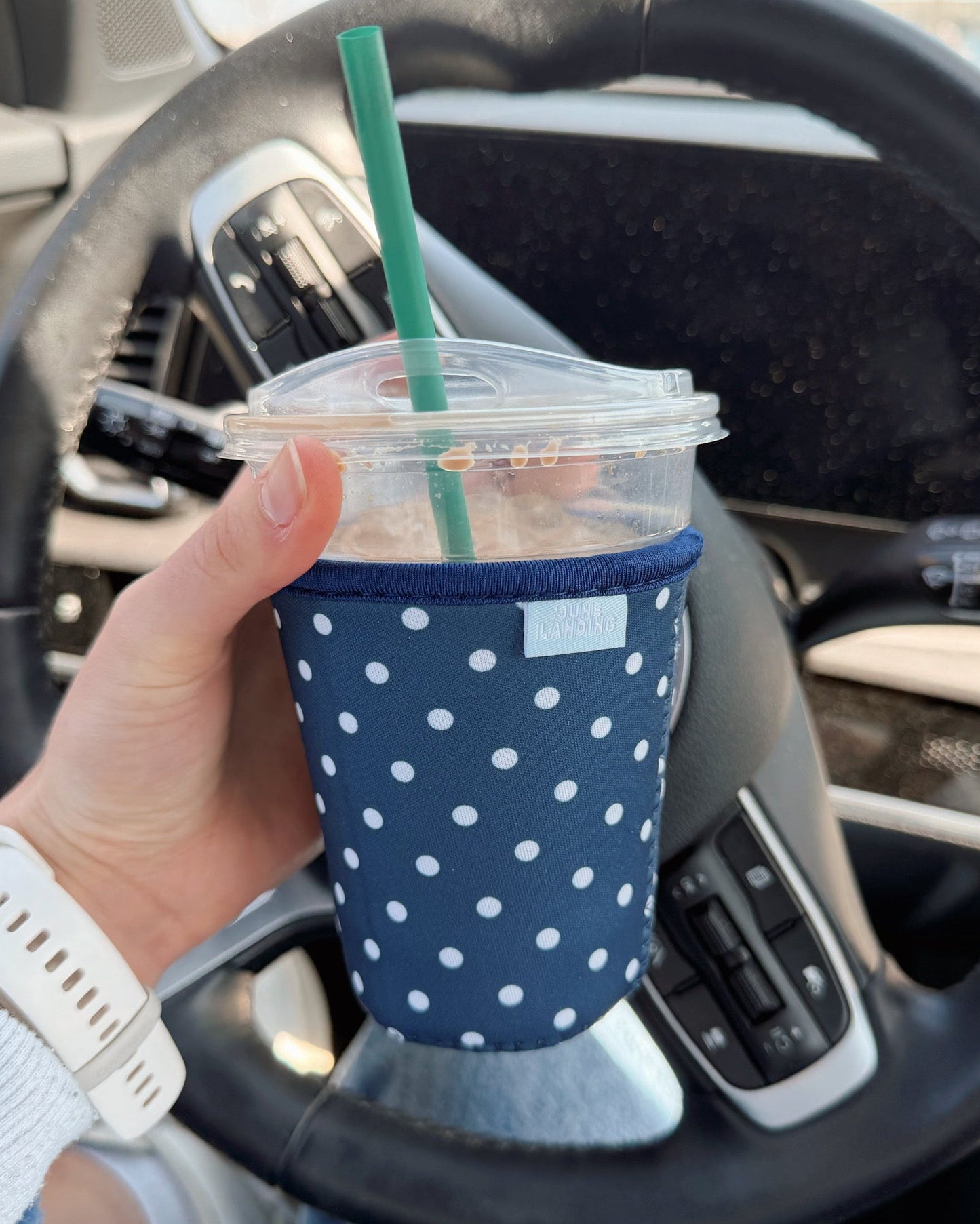 Navy Polka Dot Coozie