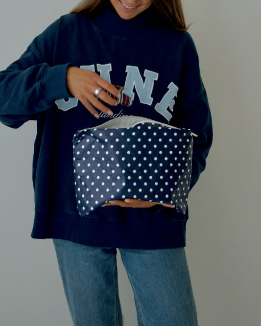 Navy Polka Dot Essentials Pouch