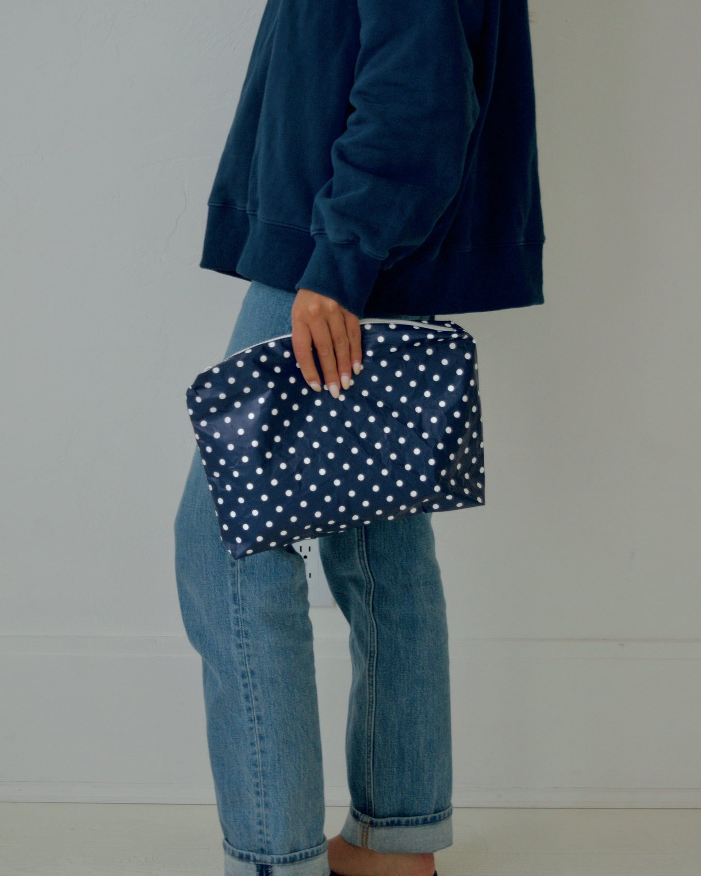 Navy Polka Dot Essentials Pouch