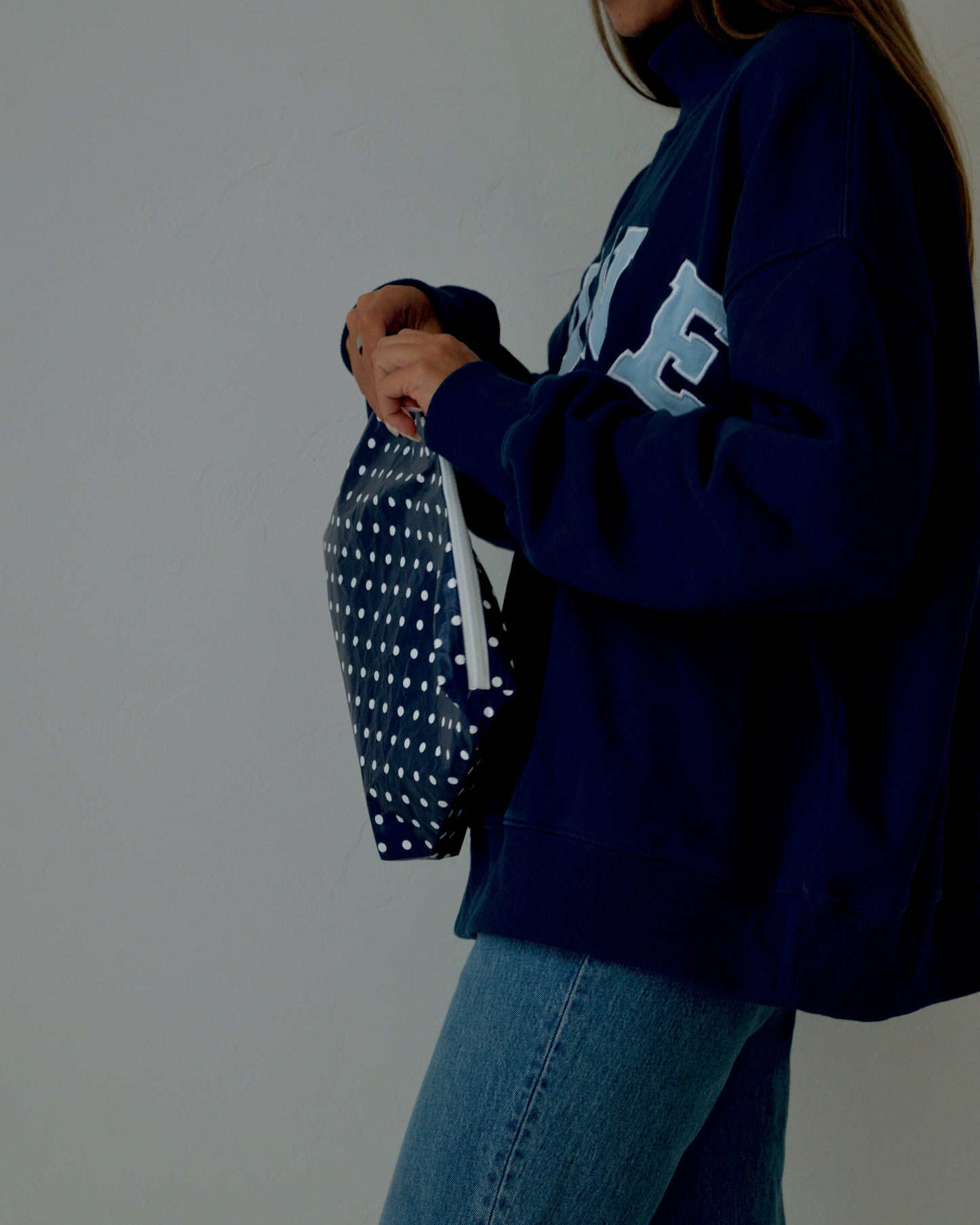 Navy Polka Dot Essentials Pouch