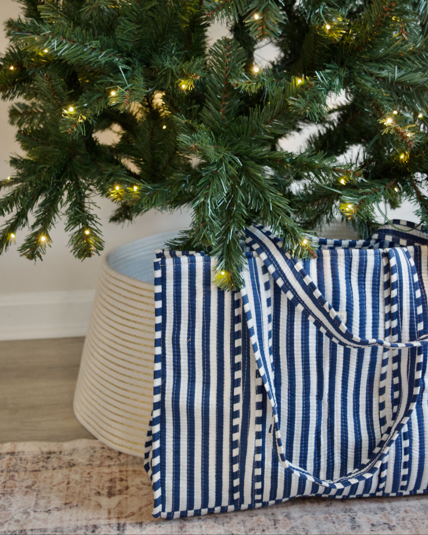 Sailor Stripe Navy Quilted Harbor Tote