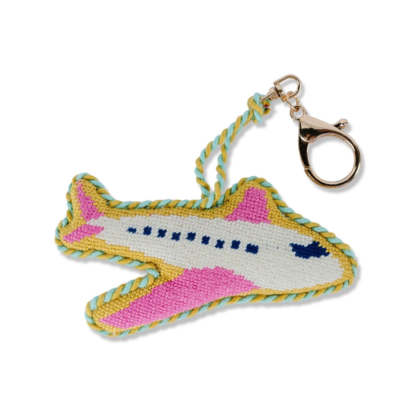 Airplane Needlepoint Bag Charm