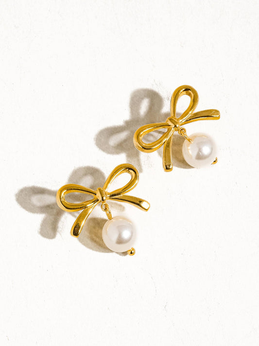 Stevie Pearl Bow Earrings