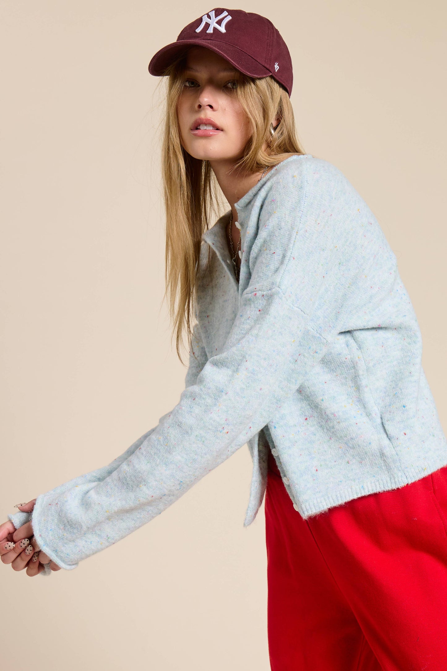 Light Blue Sprinkle Essential Cardigan Sweater