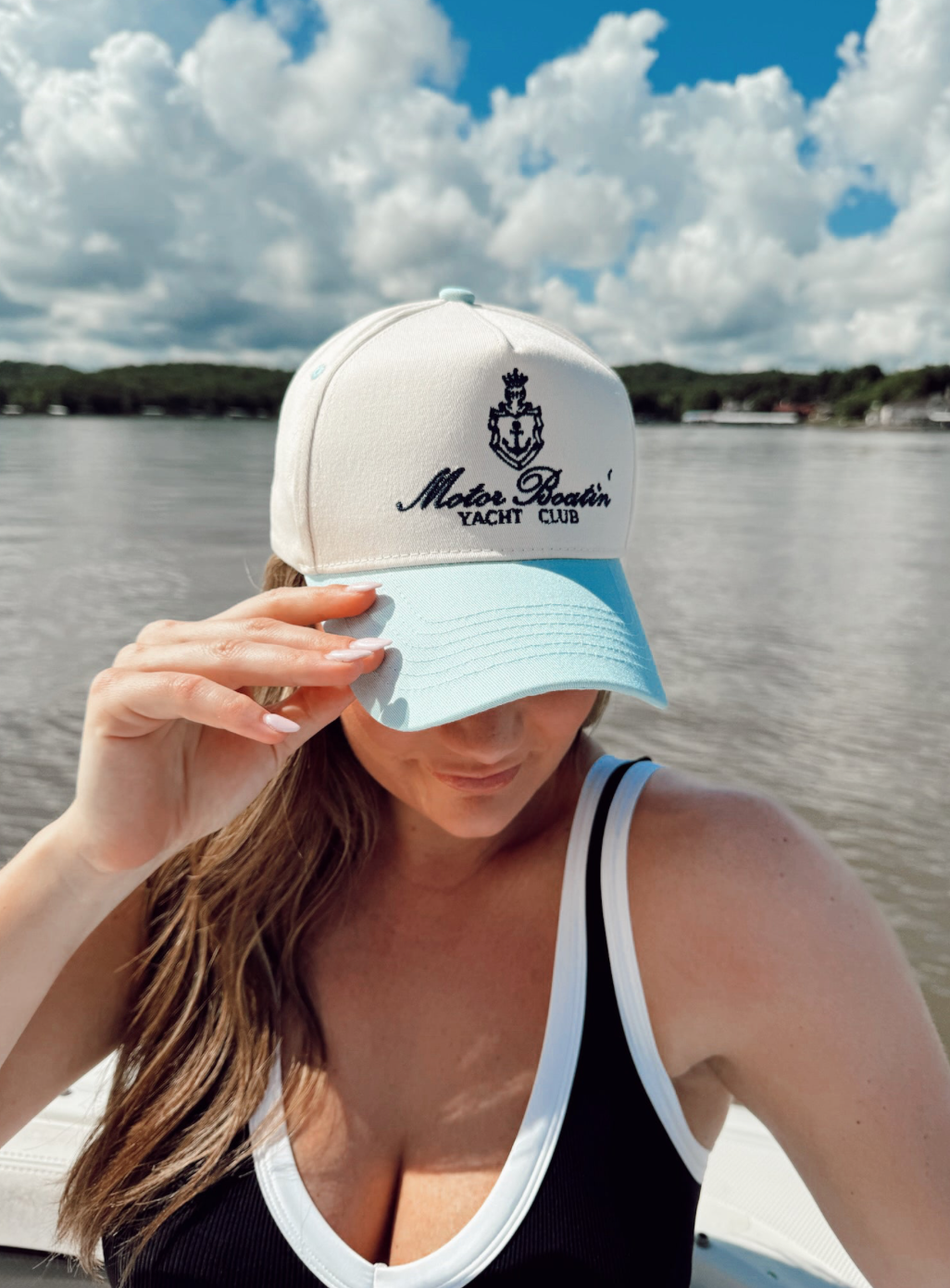 Motor Boatin' Yacht Club - Baby Blue Vintage Trucker Hat