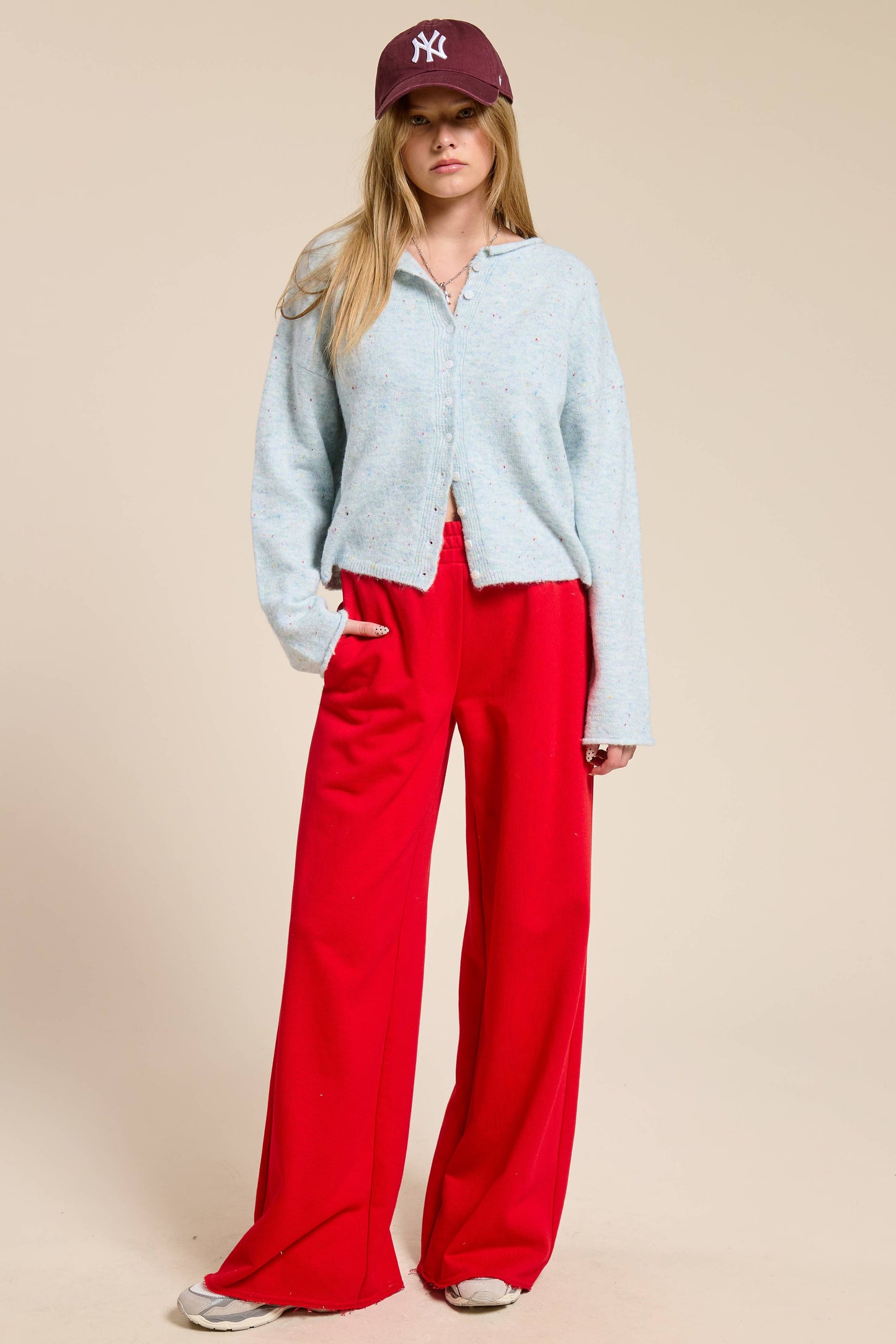 Light Blue Sprinkle Essential Cardigan Sweater