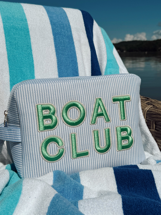 Boat Club Blue Seersucker Pouch