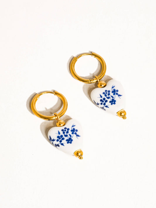Poppy Ceramic Floral Heart Earrings