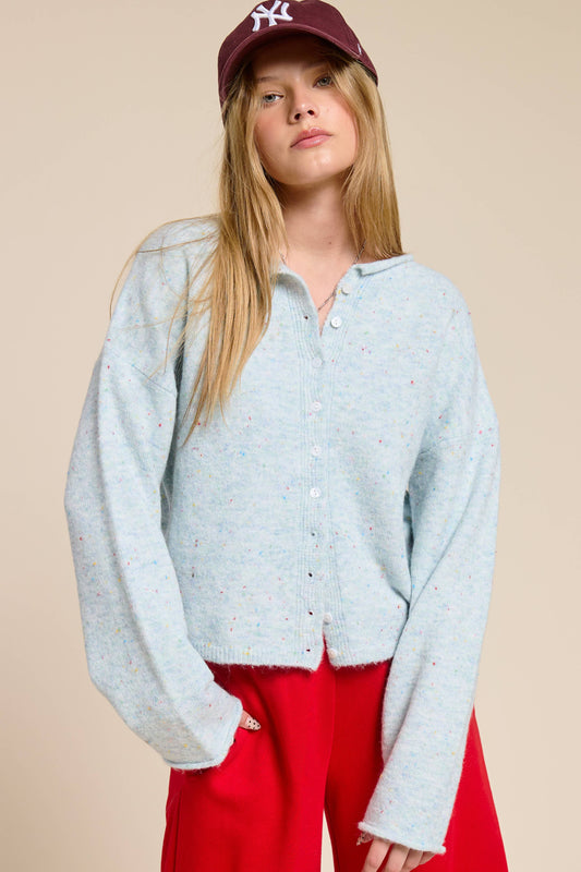 Light Blue Sprinkle Essential Cardigan Sweater