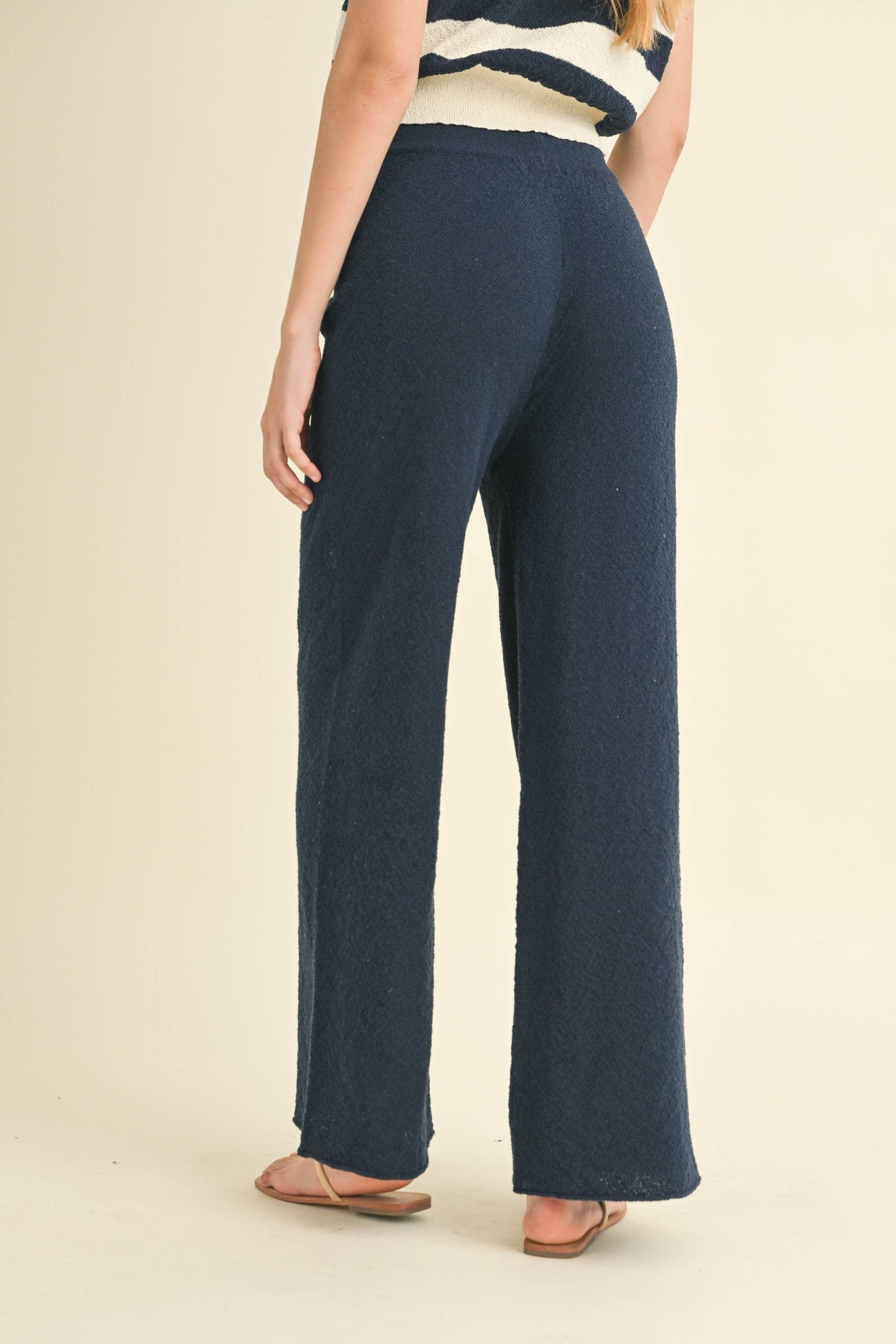 Navy Straight Leg Knit Pants