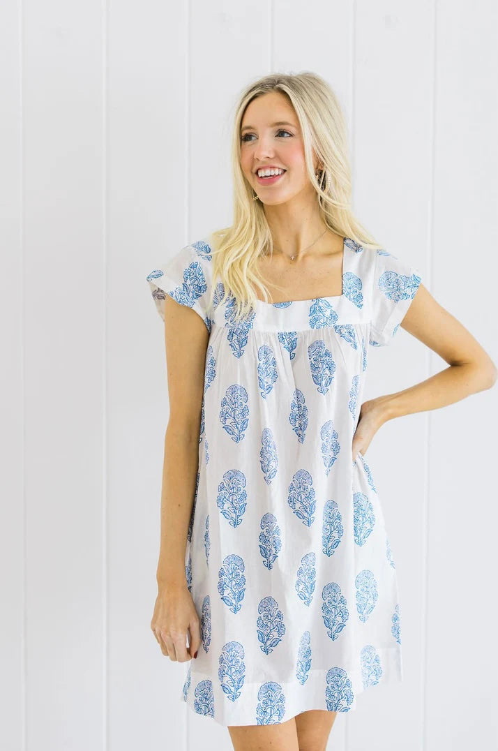 Blue Lily Short Sleeve Coverup