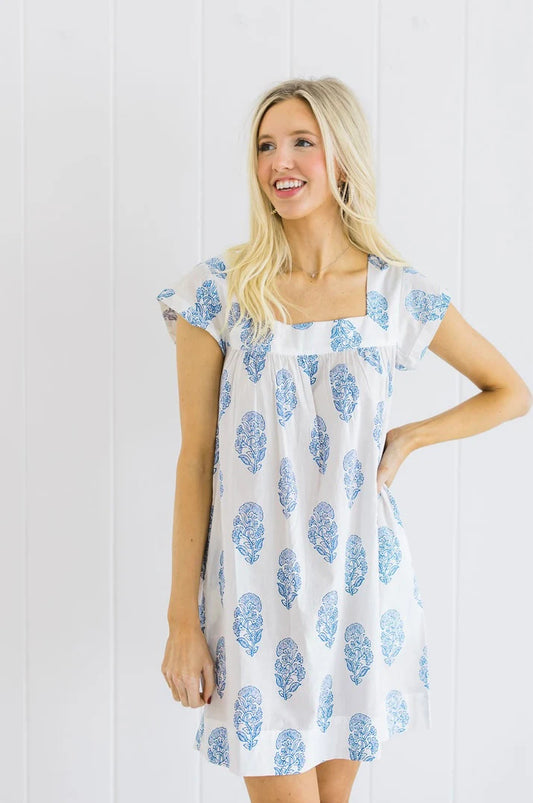 Blue Lily Short Sleeve Coverup