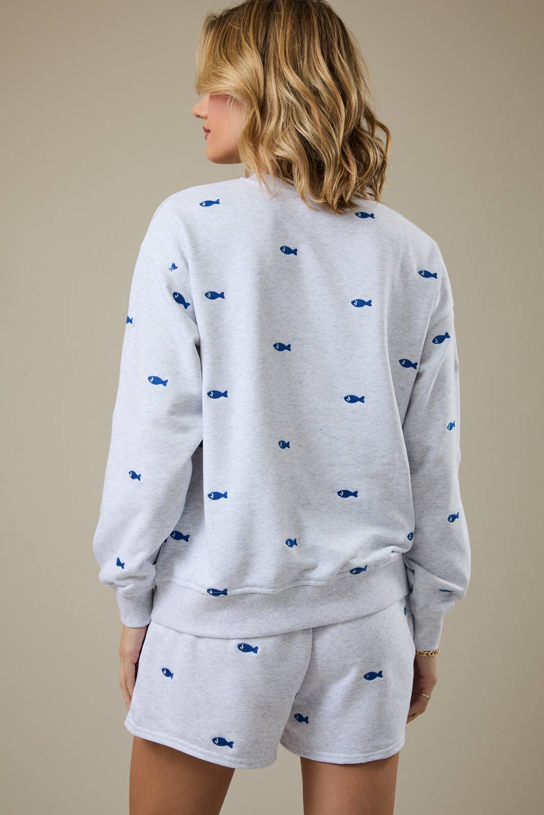 Fish Embroidered Crewneck