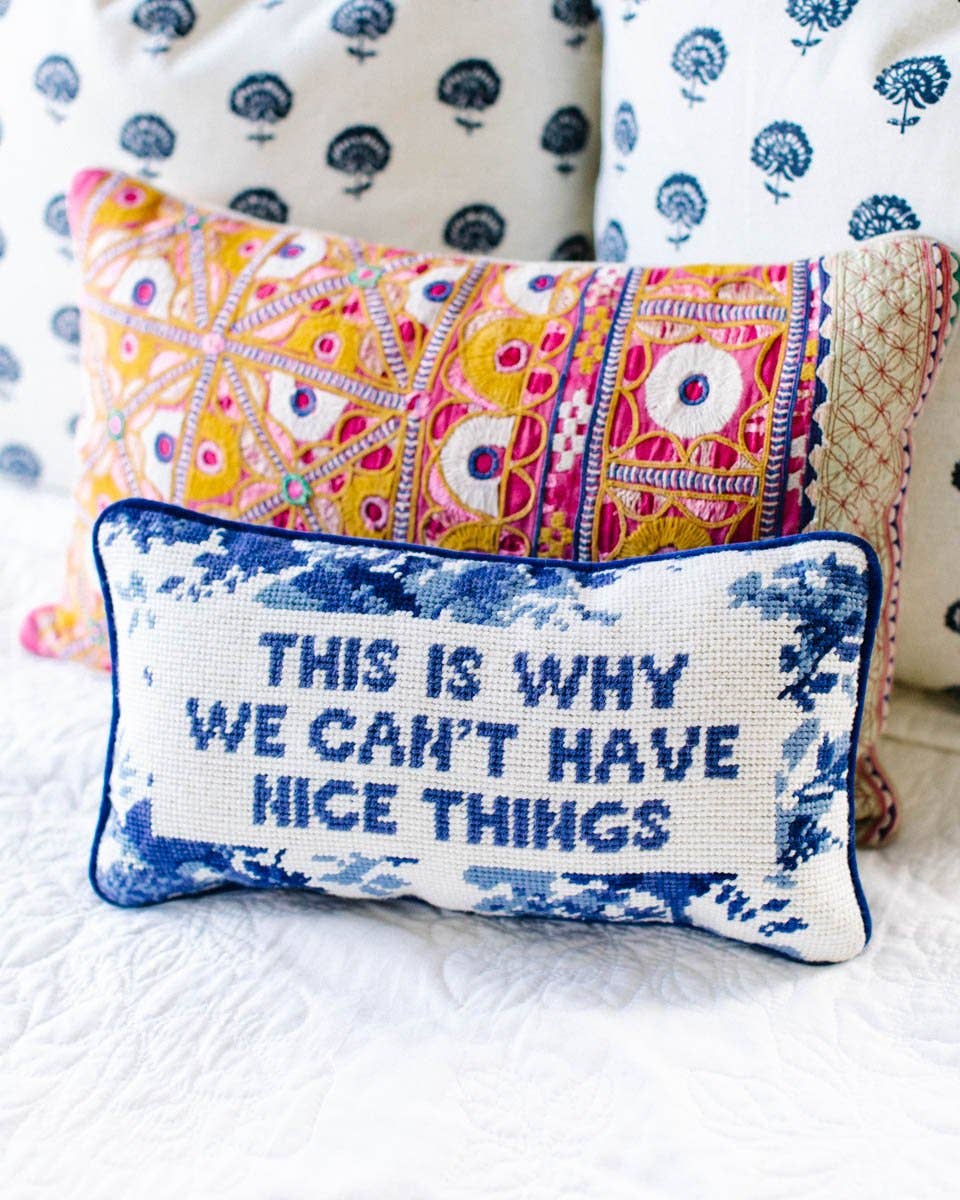 Furbish Studio Nice Things Needlepoint Pillow