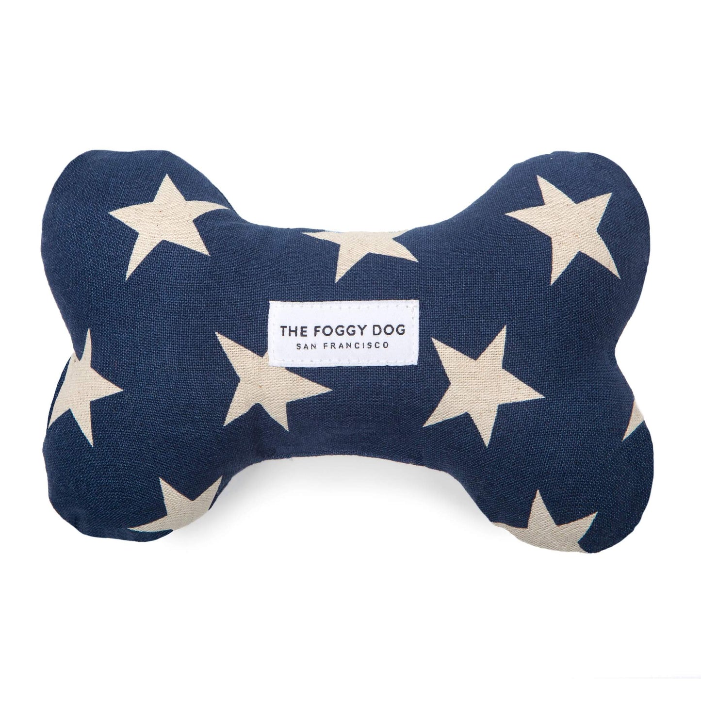 The Foggy Dog Navy Stars Dog Bone Squeaky Toy