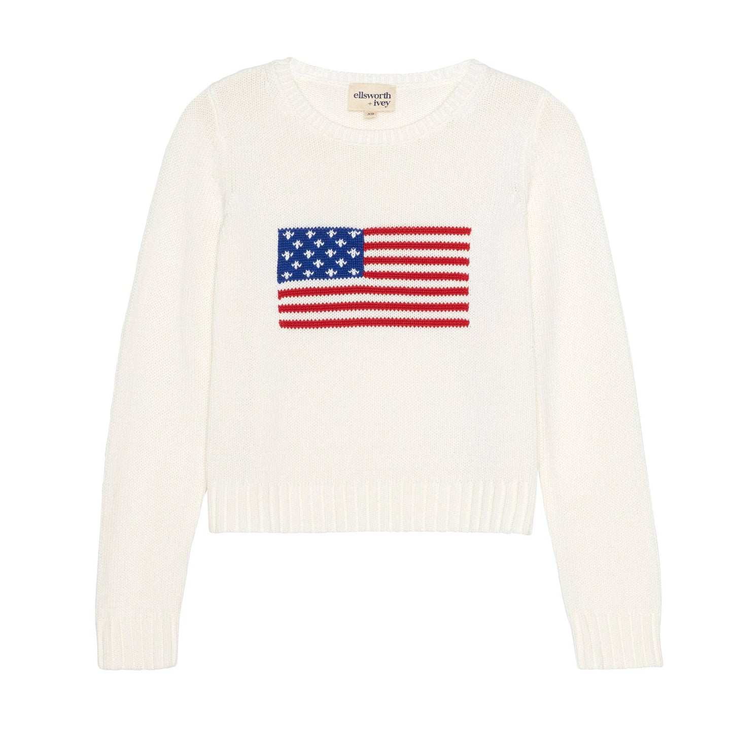 American Flag Ivory Boxy Crewneck Sweater
