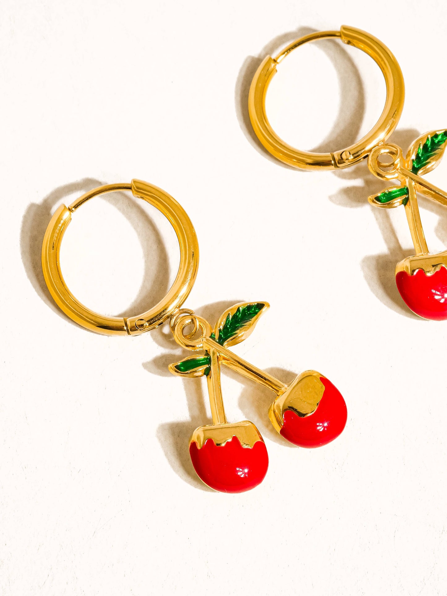 Vintage Cherry Huggie Hoop Earrings