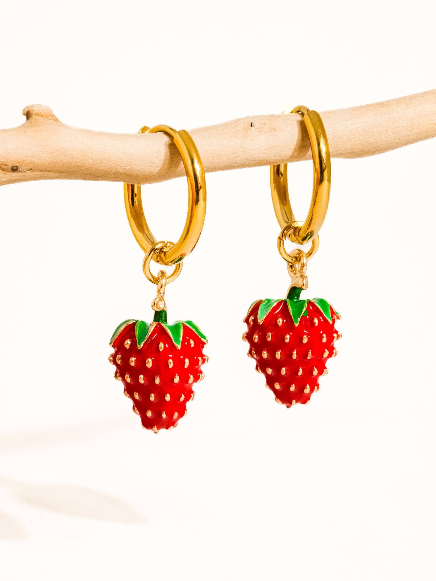 Vintage Strawberry Huggie Hoop Earrings