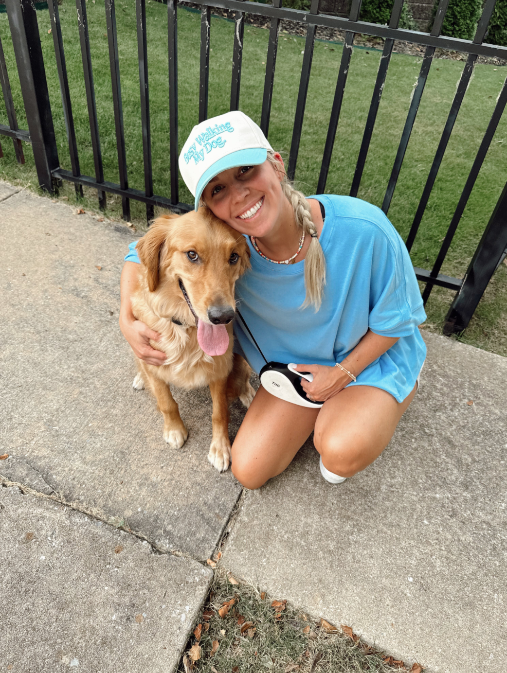 Busy Walking My Dog. Vintage Trucker Hat: Baby Blue