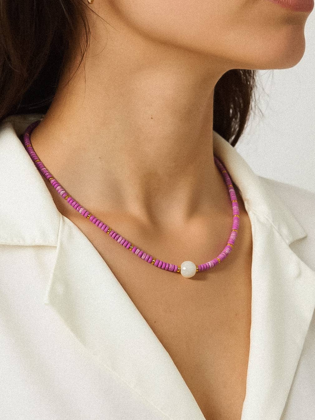 Logan Purple Multi Beaded Pearl Necklace