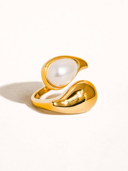Athena Pearl Wavy Cocktail Ring