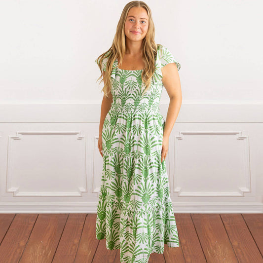 Palm Springs Smocked Flutter Sleeve Dress