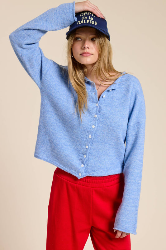 Ocean Blue Essential Button Down Cardigan Sweater