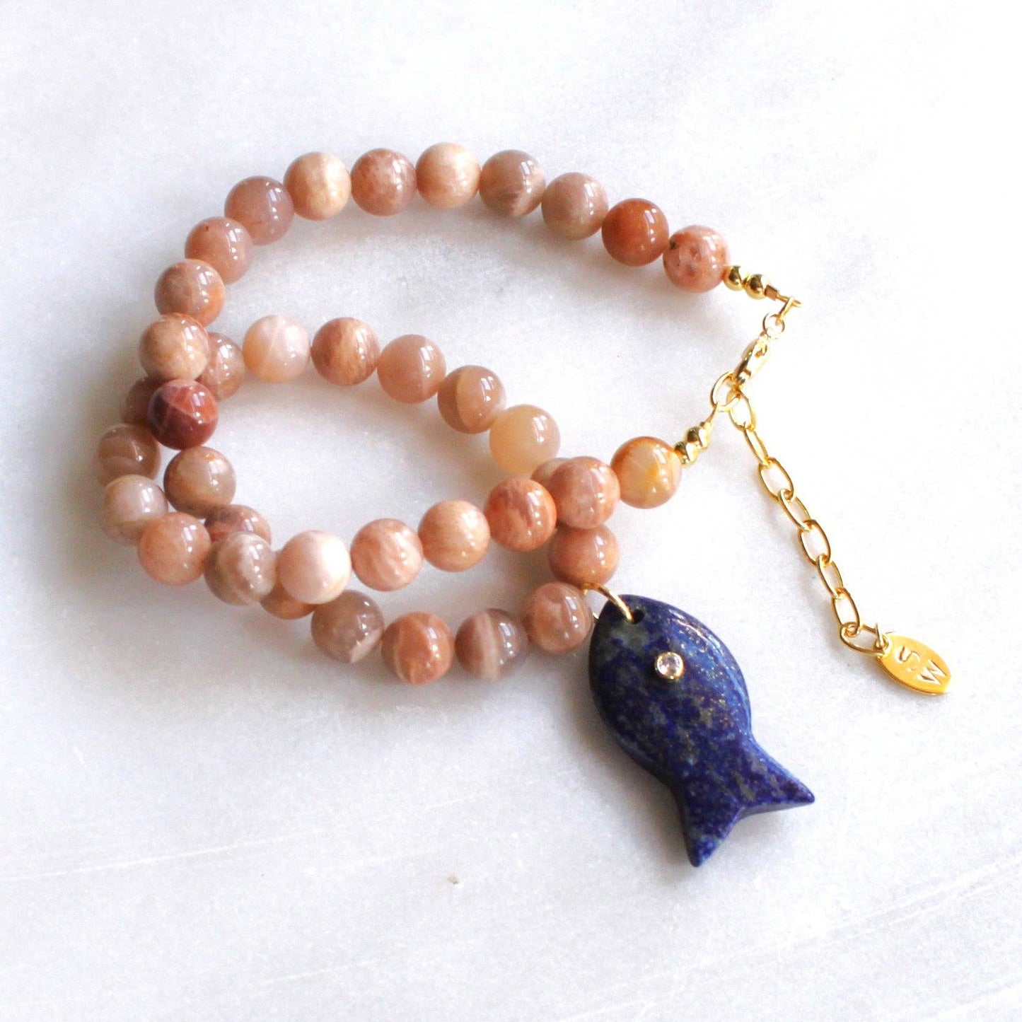 Navy Beaded Fish Necklace