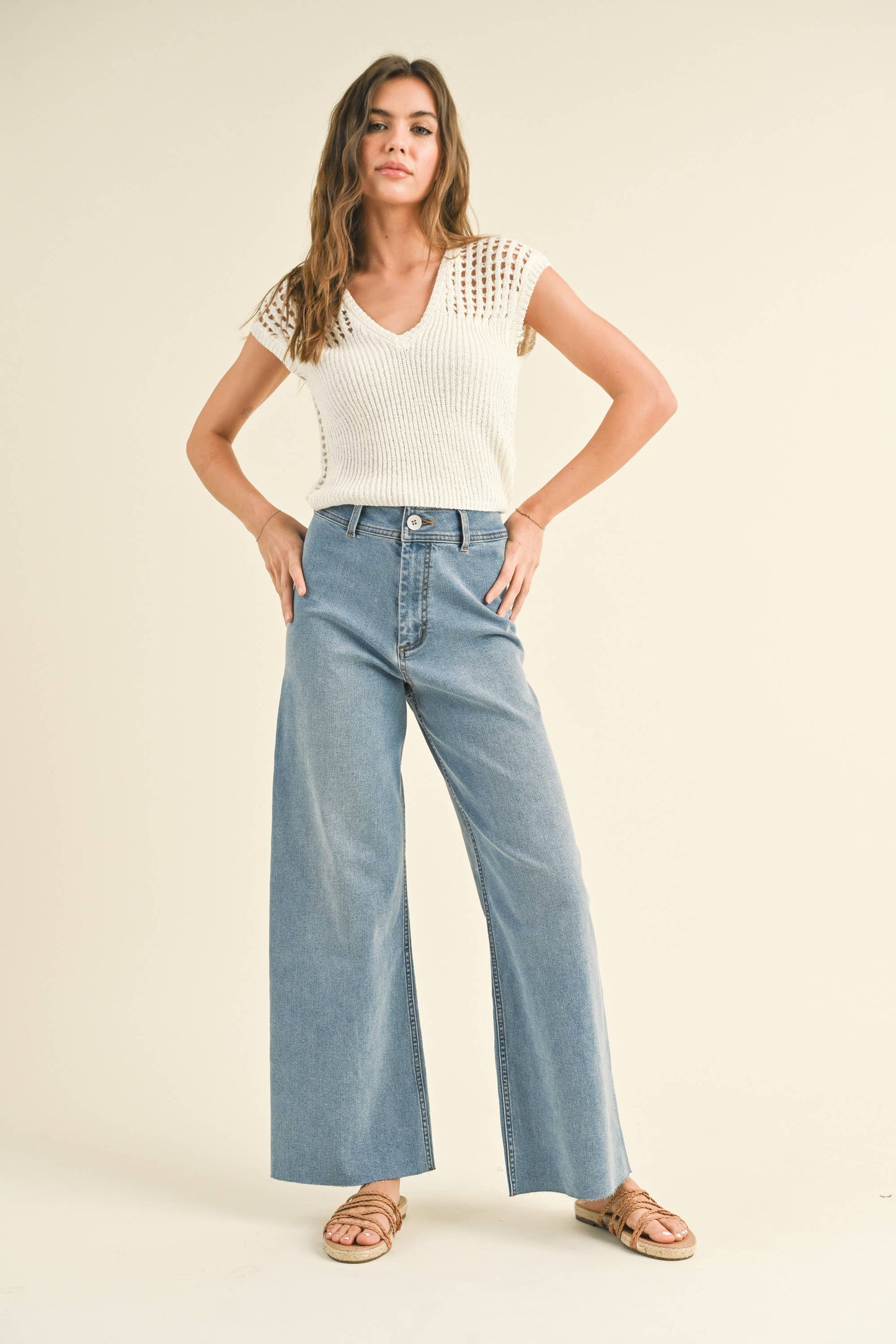 Crew Wide Leg Denim Pants